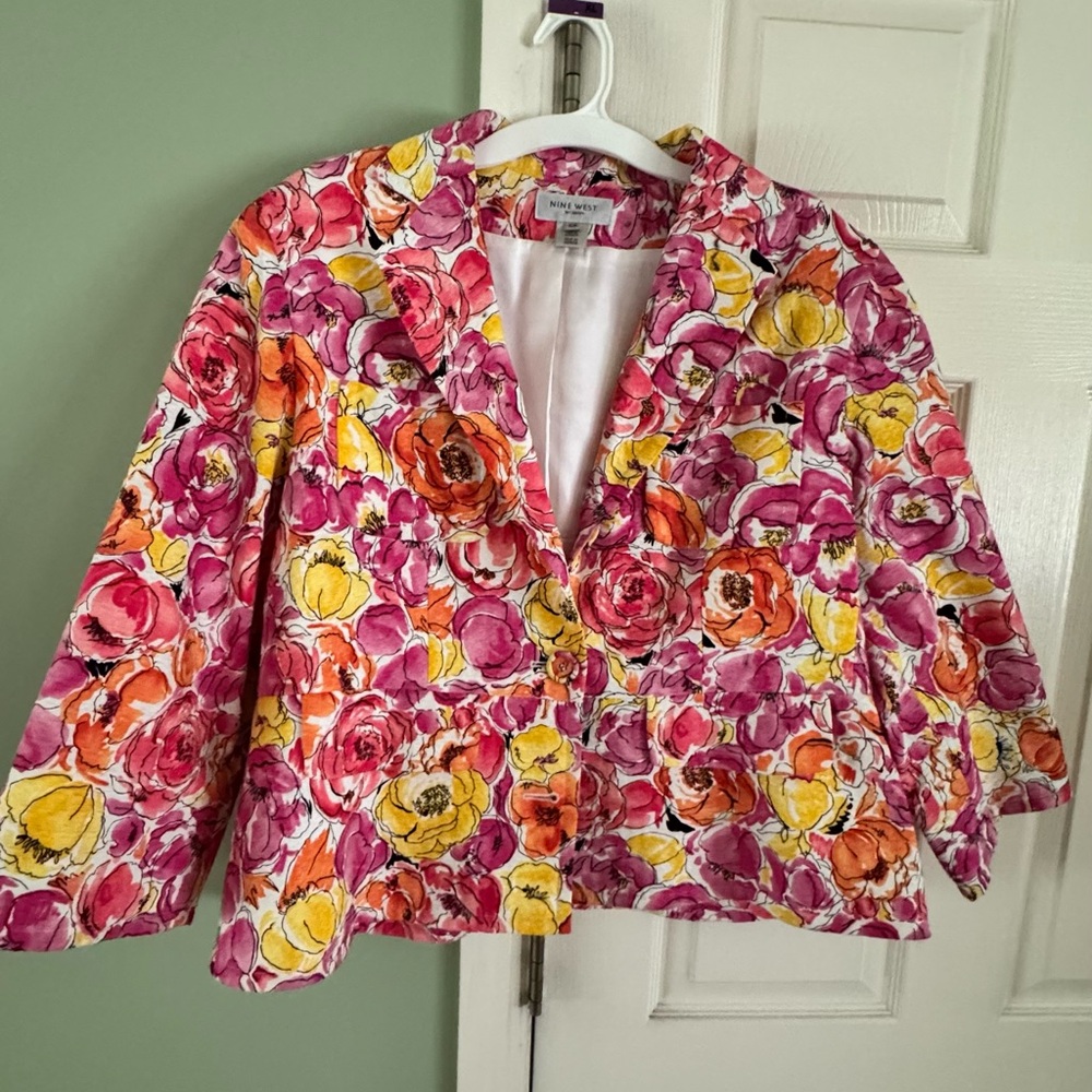 Nine West Multicolor Floral Blazer